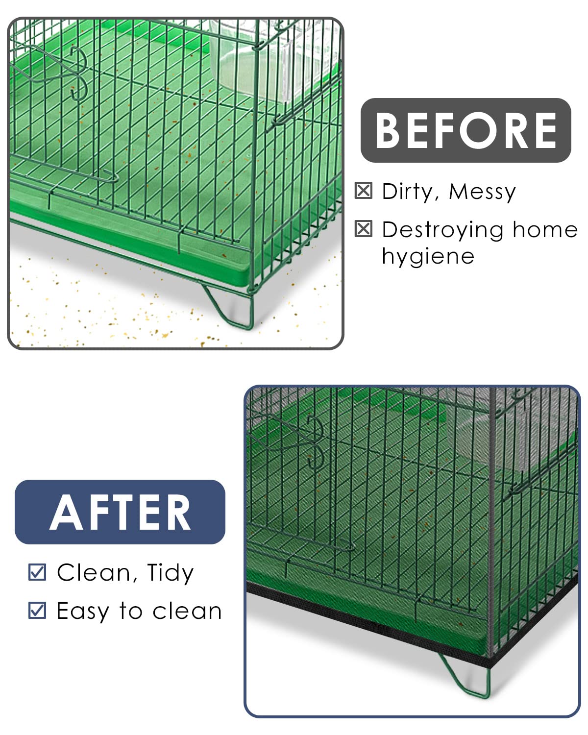 Bissap Bird Cage Seed Catcher, Universal Birdcage Net Nylon Adjustable Elastic Band Stretchy Skirts Mesh Cover for Parrot Cage S